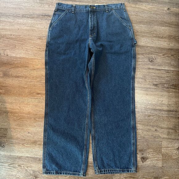 NWT Carhartt Mens Loose Original Fit Work Dungaree Jeans 36x30 Dark Wash - Picture 5 of 5